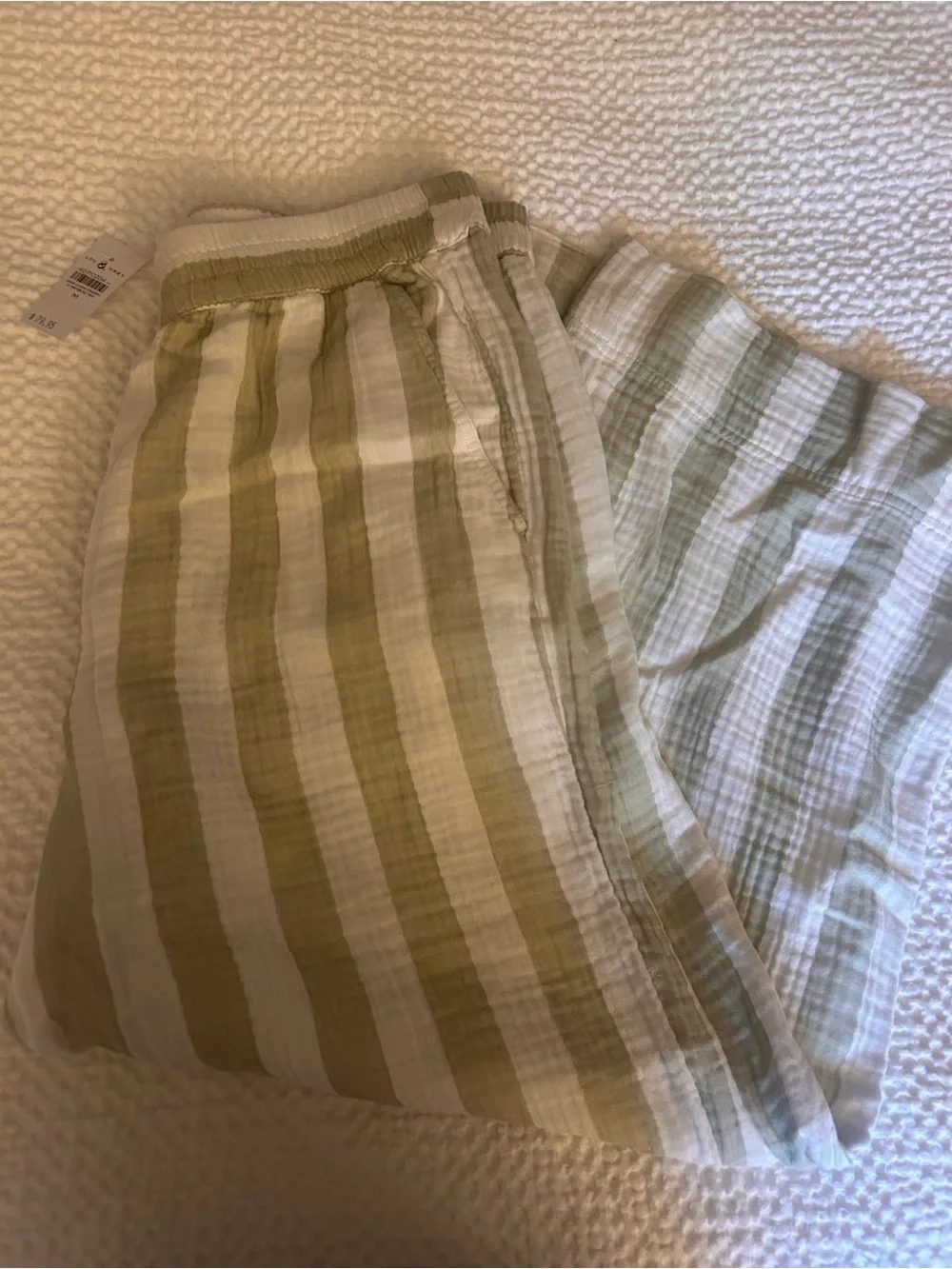 Lou & Grey Light Green and White Striped pant and tube top set